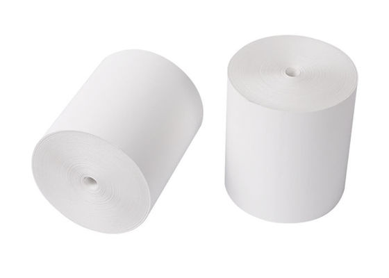 プラスチック中心は3インチの純粋な57mm x 40mmを印刷された感熱紙ロールスロイス木材パルプ